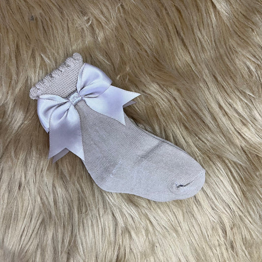 Camel Satin Bow Socks