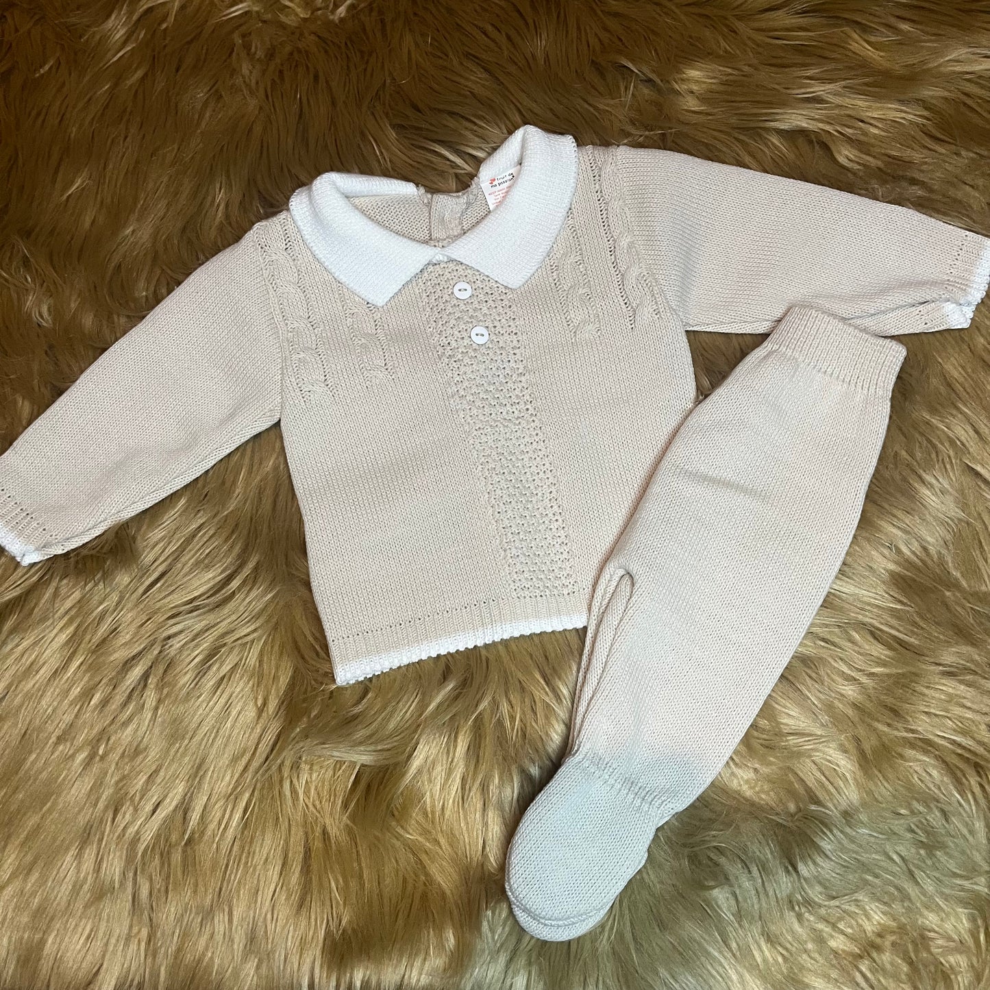 Beige Cable Knit 3pc Set