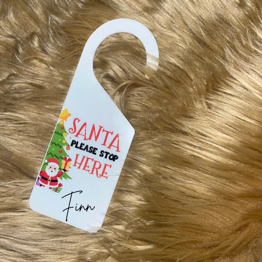 Personalised Santa Stop Here Door Hanger