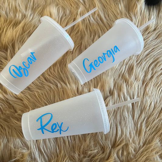 Personalised Plastic Cups with Lid and Straw