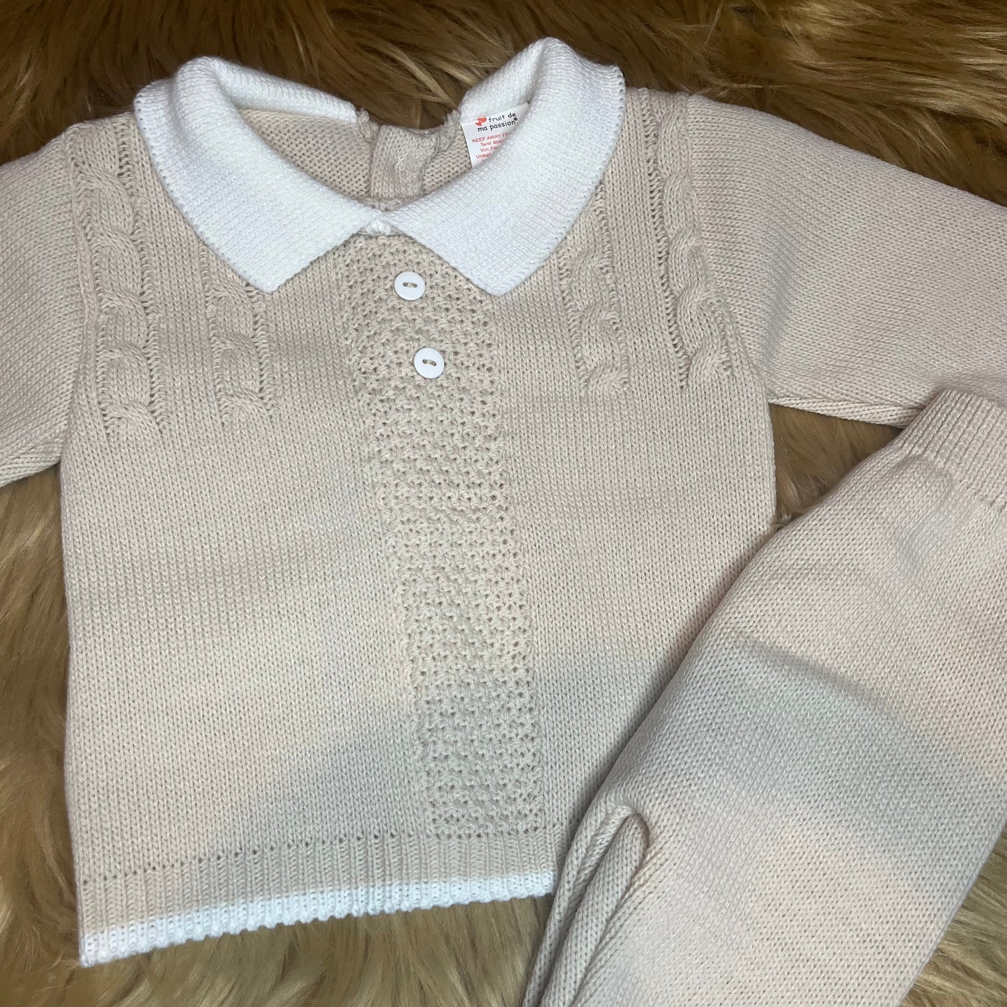 Beige Cable Knit 3pc Set