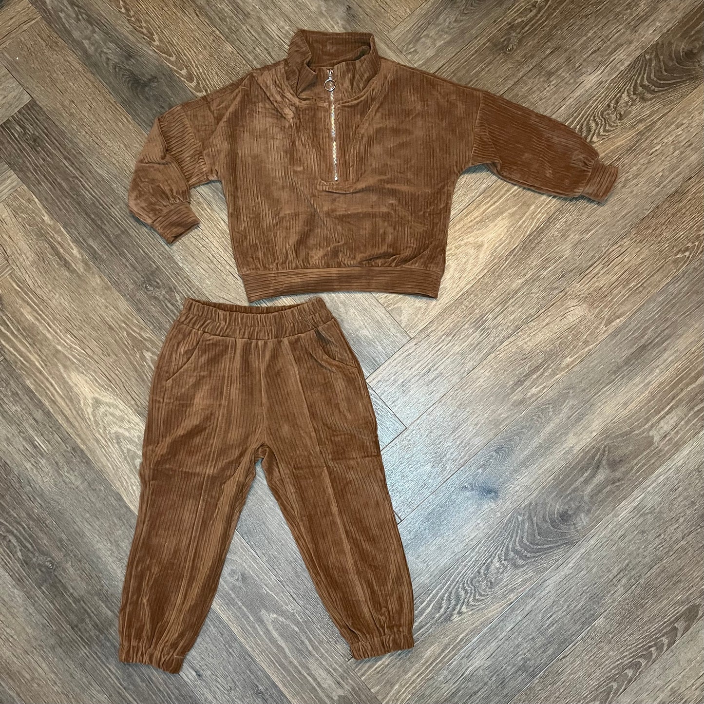 Tan Half Zip Cord Lounge set