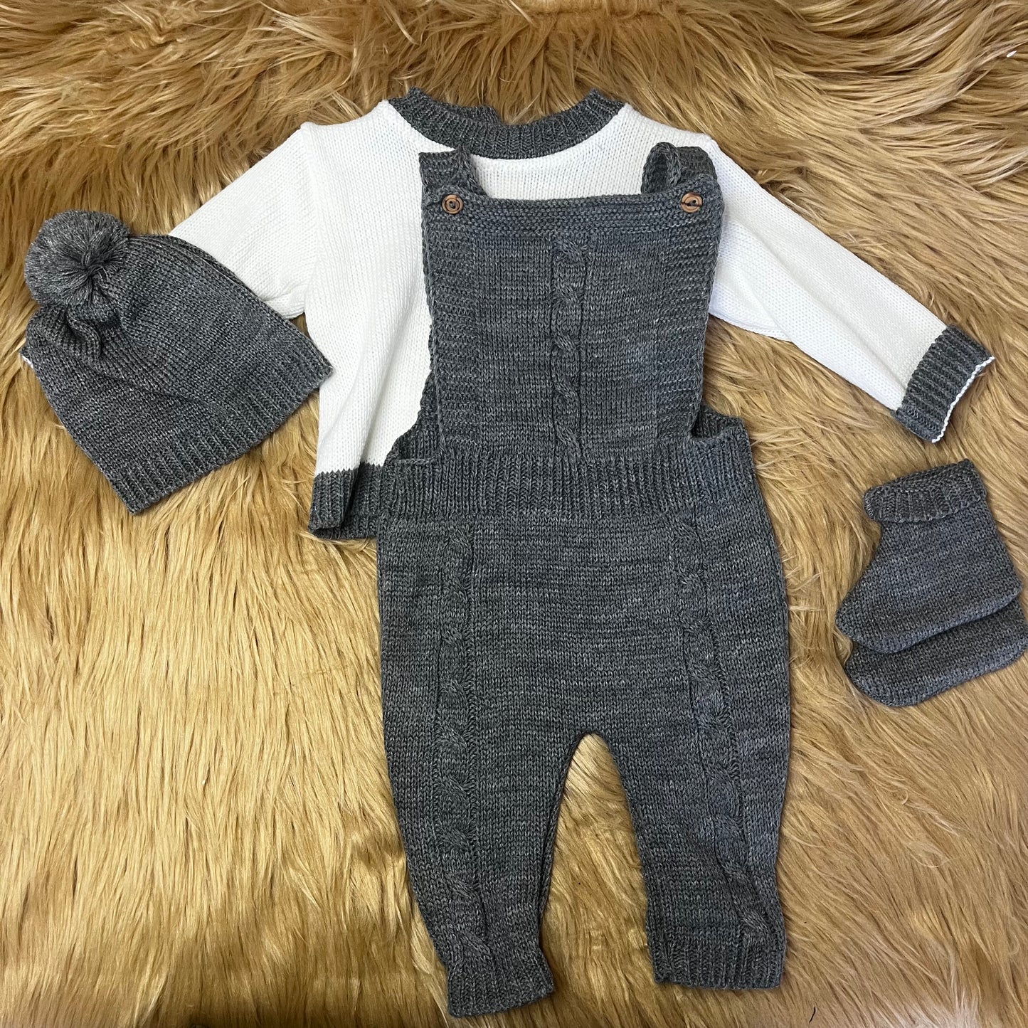 Grey 4pc Dungaree Set