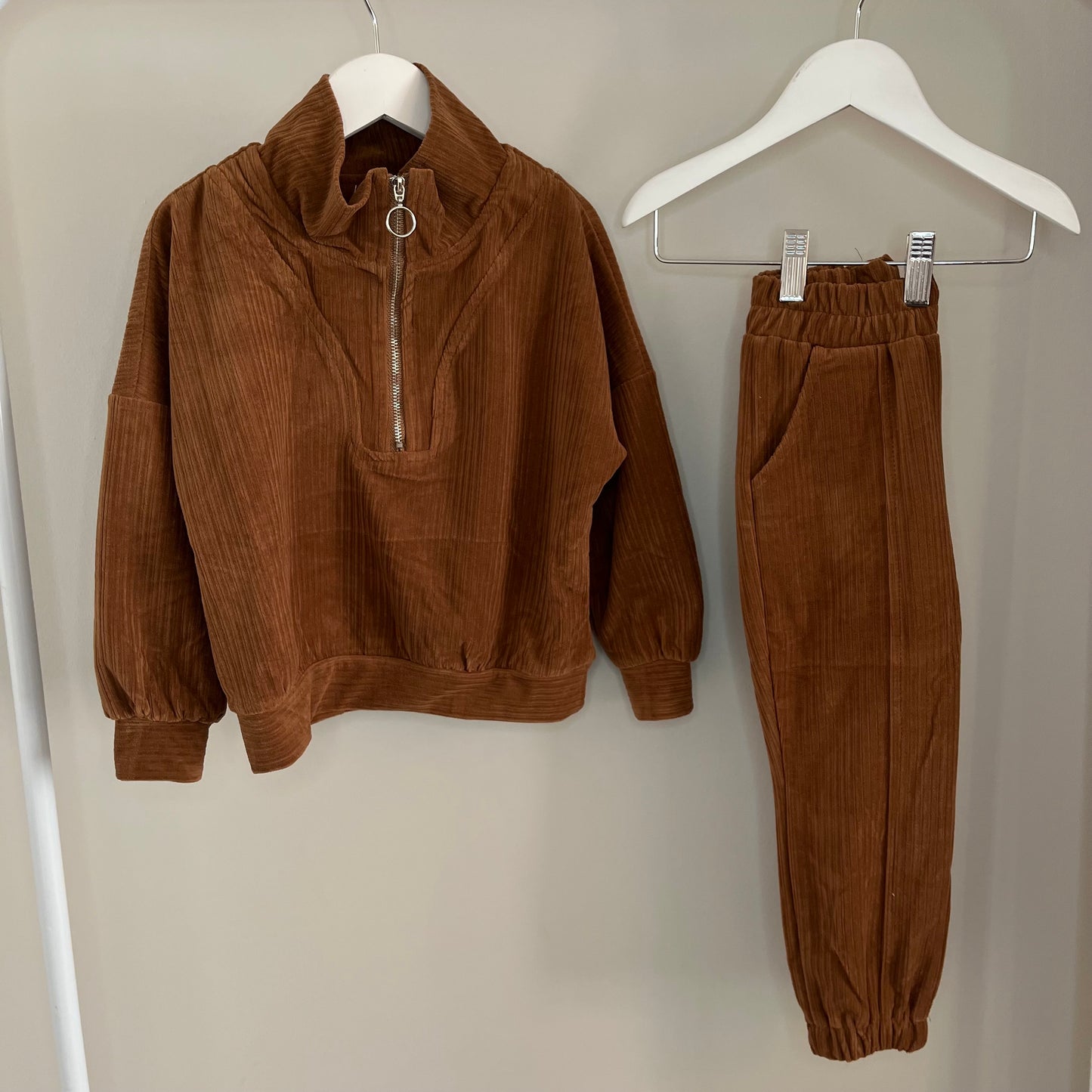 Tan Half Zip Cord Lounge set