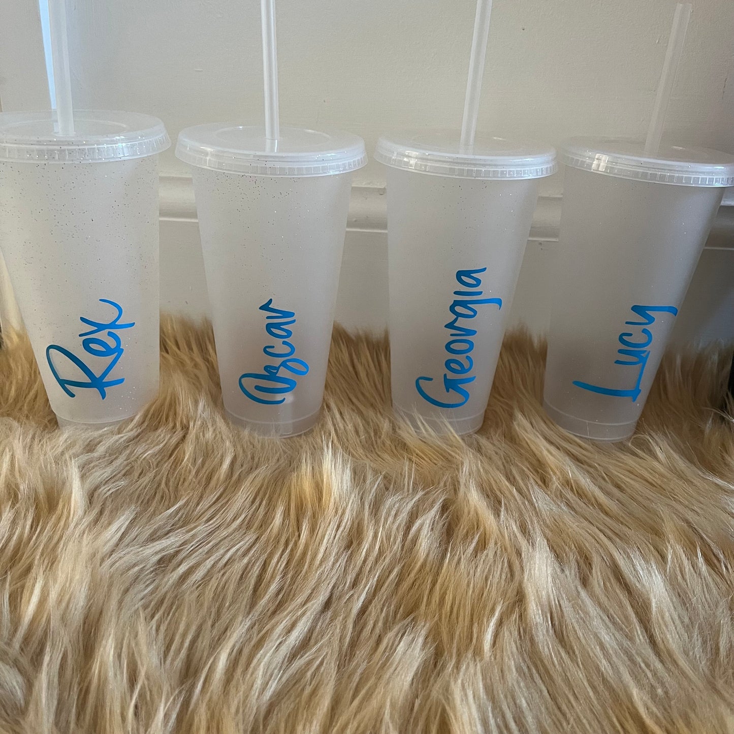 Personalised Plastic Cups with Lid and Straw