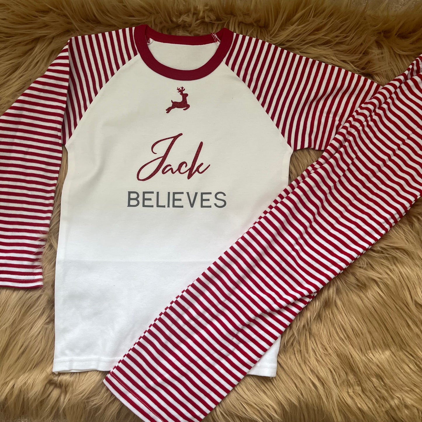 Red Striped Personalised Christmas Pyjamas