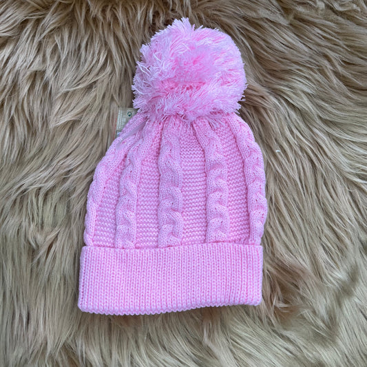 Pink Knit Bobble Hat. 1-2y.