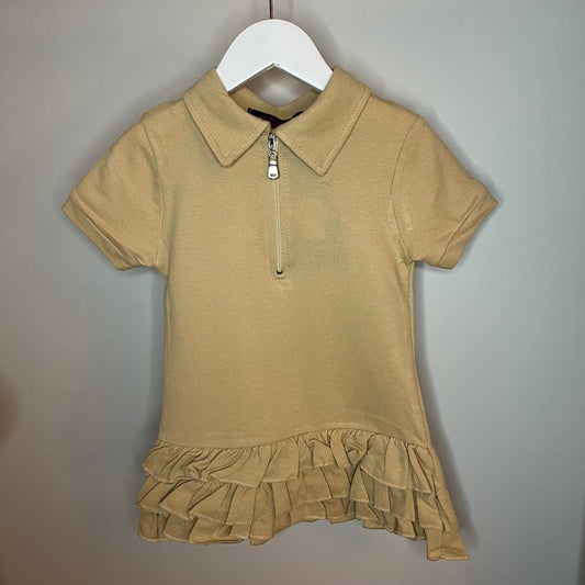 Girls Beige Zip Dress