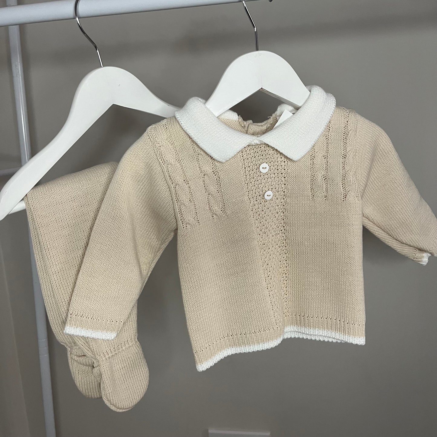 Beige Cable Knit 3pc Set