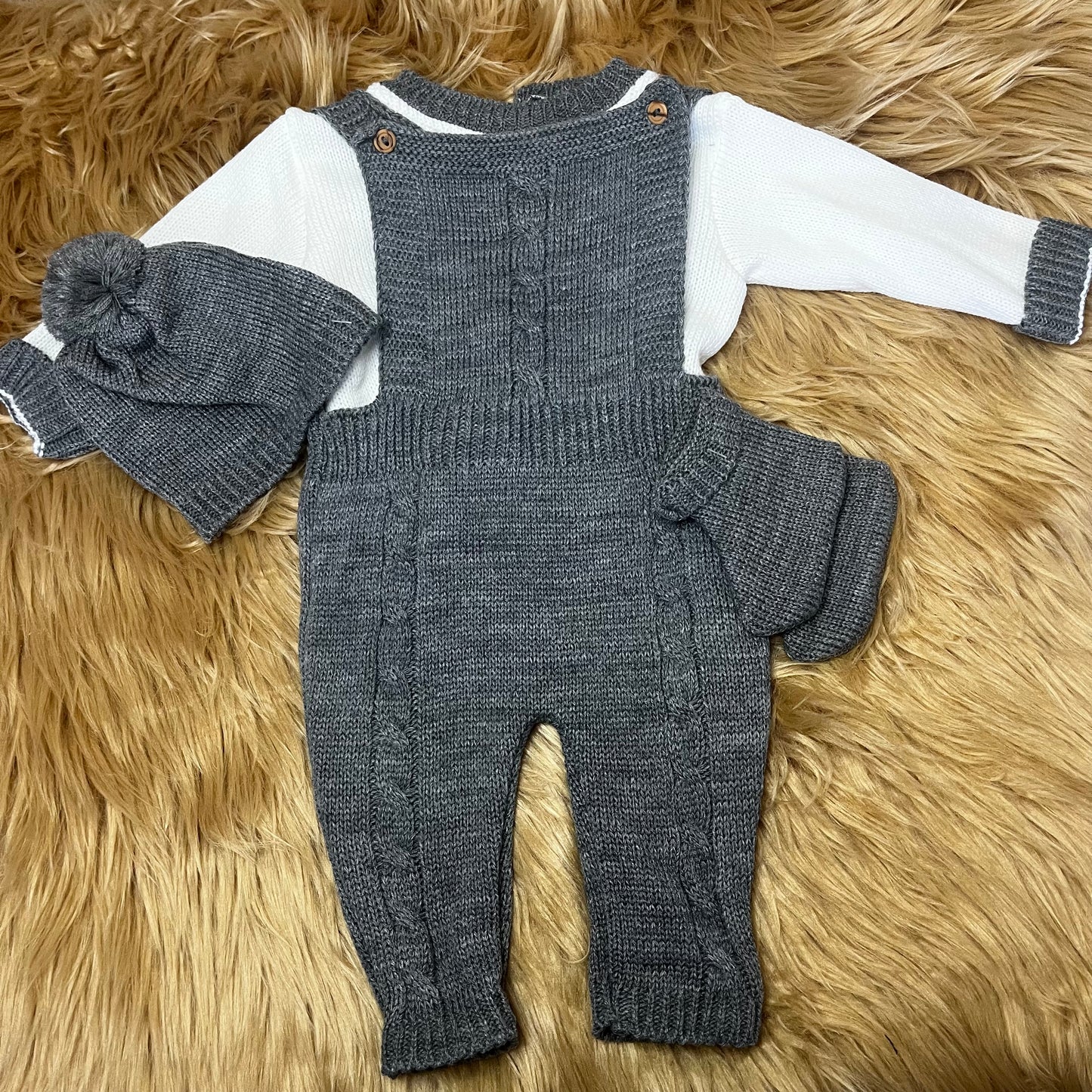 Grey 4pc Dungaree Set