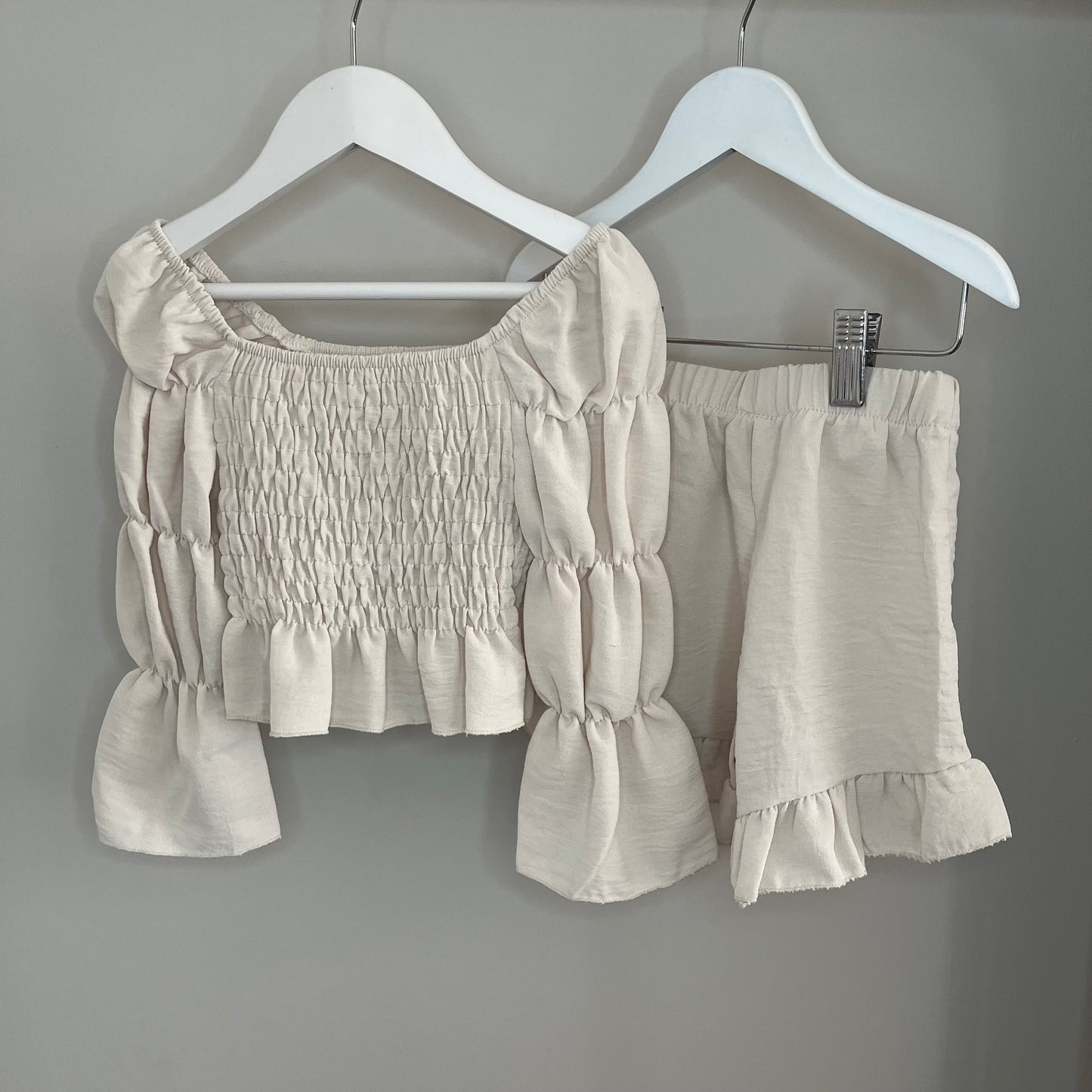 Girls Beige Frilled Co-Ord